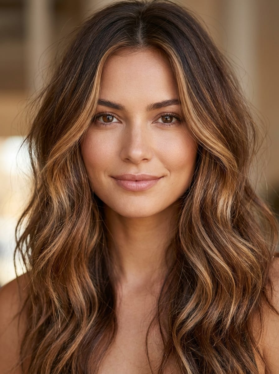 Honey Caramel Face Framing - Balayage braune Haare